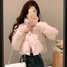High Waist Cotton Jacket Women's Winter Fashion Sweet Style Thickened Long Sleeve Short Coat Stand Collar Bread Slimming Effect
