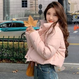 High Waist Cotton Jacket Women's Winter Fashion Sweet Style Thickened Long Sleeve Short Coat Stand Collar Bread Slimming Effect