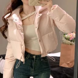 High Waist Cotton Jacket Women's Winter Fashion Sweet Style Thickened Long Sleeve Short Coat Stand Collar Bread Slimming Effect