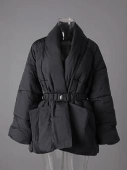 DEAT Fashion Brown Cotton-padded Coat Women's V-neck Loose Big Pockets Sashes Thick Warm Jacket Winter New