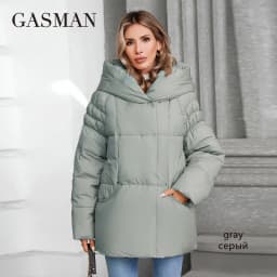 GASMAN Women's Parka 2024 New Fashion Women's Stand Collar Short Slim Casual Hooded Warm Down Jacket 88595