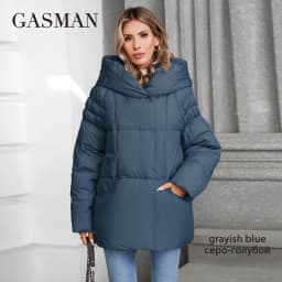 GASMAN Women's Parka 2024 New Fashion Women's Stand Collar Short Slim Casual Hooded Warm Down Jacket 88595