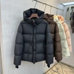 Warm Cotton-Padded Jacket Female Autumn Winter 2026 New Down Coat Women Parkas Hooded Drawstring Waist Outwear Fashion Overwear