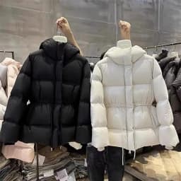 Warm Cotton-Padded Jacket Female Autumn Winter 2026 New Down Coat Women Parkas Hooded Drawstring Waist Outwear Fashion Overwear