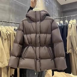 Warm Cotton-Padded Jacket Female Autumn Winter 2026 New Down Coat Women Parkas Hooded Drawstring Waist Outwear Fashion Overwear