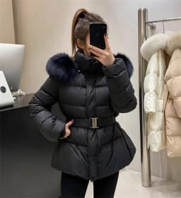 ZAROY Winter Belted Coat Women Fur Hood Quilted Cotton Padded Jackets Fashion Elegant Streetwear Outerwear Skiing Parkas куртка