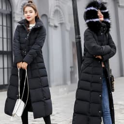 Women Winter Long Cotton Coat 2025 New Women Big Fur Collar Parkas  Korean Loose Belt Slim Jacket Down Cotton Coat Women Outwear
