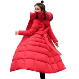 Women Winter Long Cotton Coat 2025 New Women Big Fur Collar Parkas  Korean Loose Belt Slim Jacket Down Cotton Coat Women Outwear