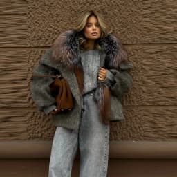 Women Vintage Faux Fur Collar Cotton Jacket Dark Brown Long Sleeved Warm Oversize Coat 2025 Autumn Winter High Street Outerwear