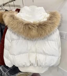 ZAROY Women Winter Jacket Bling Rhinestone Fur Collar Hooded Zipper Warm Thick Cotton Short Coat Streetwear Padded Outerwear