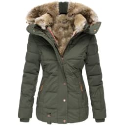 Winter Warm Fur Collar Cotton Clothes Women's Zipper Long Sleeve Slim Hooded Cotton Coat