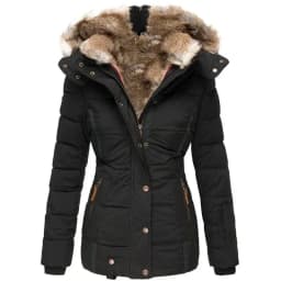 Winter Warm Fur Collar Cotton Clothes Women's Zipper Long Sleeve Slim Hooded Cotton Coat