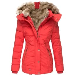 Winter Warm Fur Collar Cotton Clothes Women's Zipper Long Sleeve Slim Hooded Cotton Coat