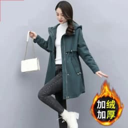 Medium long Hooded Waist cinching Parker Women's 2026 Autumn Winter New Thicken Warm Cotton Jackets Female Velvet Casual Coats