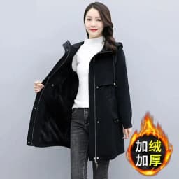 Medium long Hooded Waist cinching Parker Women's 2026 Autumn Winter New Thicken Warm Cotton Jackets Female Velvet Casual Coats