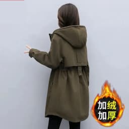 Medium long Hooded Waist cinching Parker Women's 2026 Autumn Winter New Thicken Warm Cotton Jackets Female Velvet Casual Coats