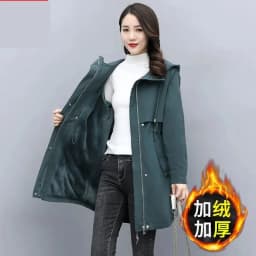 Medium long Hooded Waist cinching Parker Women's 2026 Autumn Winter New Thicken Warm Cotton Jackets Female Velvet Casual Coats