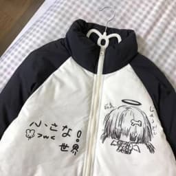 Japanese Kawaii Zipper Coat Casual Women Long Sleeve Cartoon Print Sweet Style Clothing Cute Harajuku Subculture Parkas Autumn