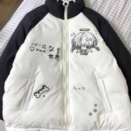 Japanese Kawaii Zipper Coat Casual Women Long Sleeve Cartoon Print Sweet Style Clothing Cute Harajuku Subculture Parkas Autumn