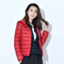 Women's Quilted Cotton Jacket Hooded Short Fit Large Size Stand Collar Autumn Winter Fashion Outerwear Knot Element
