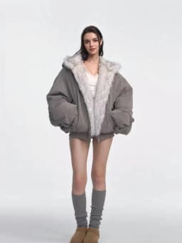 Thickened Double-Sided Wear Dye Sharp Eagle Cleanfit Hooded Fur Collar Jacket Women Winter Eco-Friendly Fur Cotton Coat
