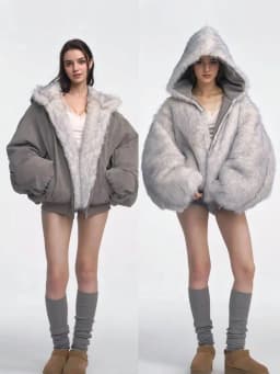 Thickened Double-Sided Wear Dye Sharp Eagle Cleanfit Hooded Fur Collar Jacket Women Winter Eco-Friendly Fur Cotton Coat