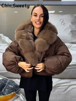 Street Faux Fur Collar Cropped Coats Women Loose Full Sleeve Single Breasted Thicken Jacket 2026 Winter Lady Chic Furry Outwear