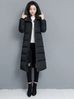 plus Size Women's Winter Cotton Jacket Thickened Long over Knee down Coat Warm Commuter Style Zipper Closure Color