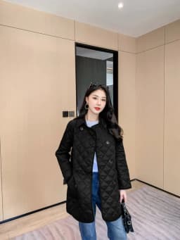 Snir Lily's New Fashionable Casual Long Outerwear Women's Loose Slimming Meat Covering 128291 Straight Cut Cotton Coat