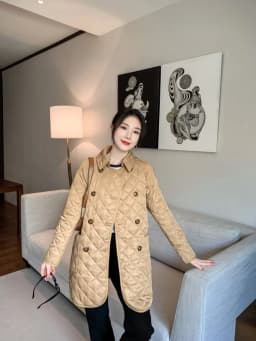 Snir Lily's New Fashionable Casual Long Outerwear Women's Loose Slimming Meat Covering 128291 Straight Cut Cotton Coat
