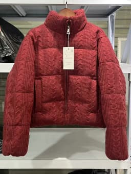 Women's Luxury Winter Wide-waisted Beige Wine Red Padded Coats Ladies Elegant High Quality Knitted Thicken Warm Jackets Parkas