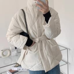 OCEANLOVE Autumn Winter Jackets Woman Solid Bandage Korean Fashion Turtleneck Parkas Coats Pockets Elegant Retro Chaquetas