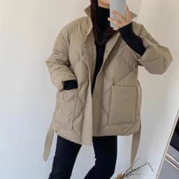 OCEANLOVE Autumn Winter Jackets Woman Solid Bandage Korean Fashion Turtleneck Parkas Coats Pockets Elegant Retro Chaquetas