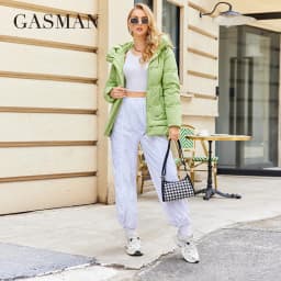 GASMAN 2023 New Coats Women Winter Down Jacket Classic Design Zipper Fleece Pocket Female Elegant Parkas 83284