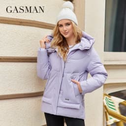 GASMAN 2023 New Coats Women Winter Down Jacket Classic Design Zipper Fleece Pocket Female Elegant Parkas 83284