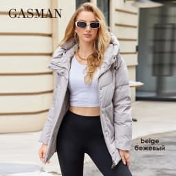 GASMAN 2023 New Coats Women Winter Down Jacket Classic Design Zipper Fleece Pocket Female Elegant Parkas 83284