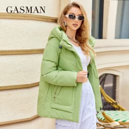 GASMAN 2023 New Coats Women Winter Down Jacket Classic Design Zipper Fleece Pocket Female Elegant Parkas 83284