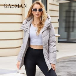 GASMAN 2023 New Coats Women Winter Down Jacket Classic Design Zipper Fleece Pocket Female Elegant Parkas 83284