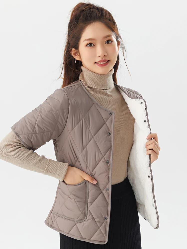 Thickened Short Sleeve Cotton Vest Women's Warm Inner Wear Slim Fit V-Neck Button down Lightweight Fluffy Lined Autumn Winter...