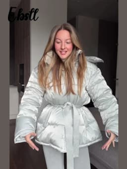 Warm Glossy Hooded Lace-up Cotton Coats 2026 Winter New Female Casual Zipper Bottons Belted Overcoat Women's Solid Streetwear