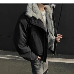 2025 NEW Retro Fur Collar Veet Padded Bomber Jacket for Men Fce Thick Warm Harajuku Casual Loose Joker Jackets Streetwear C