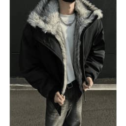 2025 NEW Retro Fur Collar Veet Padded Bomber Jacket for Men Fce Thick Warm Harajuku Casual Loose Joker Jackets Streetwear C