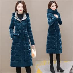 Thick Women's Windproof Long Mother's Down Cotton Coat Women's 2026 Winter Fashion Warm Slim Waist Wrapped Parka Hooded Lace-Up