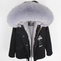 MAOMAOKONG 2026 Real Fur Coat New Fashion Fox Fur Collar Winter Women's Clothing Removable Lining Thickened Jacket Short Parka