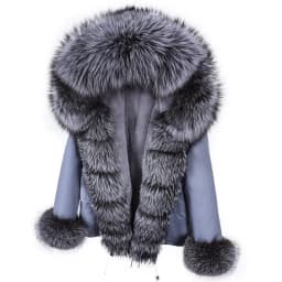 MAOMAOKONG 2026 Real Fur Coat New Fashion Fox Fur Collar Winter Women's Clothing Removable Lining Thickened Jacket Short Parka