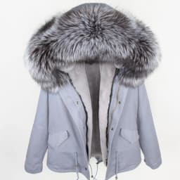 MAOMAOKONG 2026 Real Fur Coat New Fashion Fox Fur Collar Winter Women's Clothing Removable Lining Thickened Jacket Short Parka