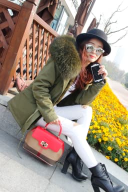 MAOMAOKONG 2026 Real Fur Coat New Fashion Fox Fur Collar Winter Women's Clothing Removable Lining Thickened Jacket Short Parka