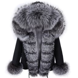 MAOMAOKONG 2026 Real Fur Coat New Fashion Fox Fur Collar Winter Women's Clothing Removable Lining Thickened Jacket Short Parka