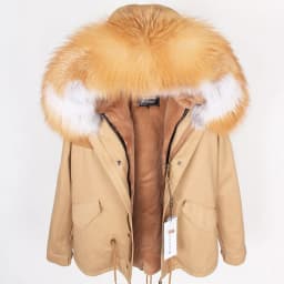 MAOMAOKONG 2026 Real Fur Coat New Fashion Fox Fur Collar Winter Women's Clothing Removable Lining Thickened Jacket Short Parka