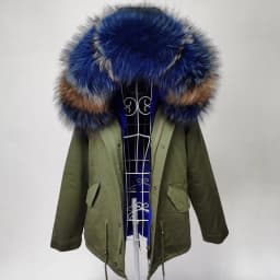 MAOMAOKONG 2026 Real Fur Coat New Fashion Fox Fur Collar Winter Women's Clothing Removable Lining Thickened Jacket Short Parka